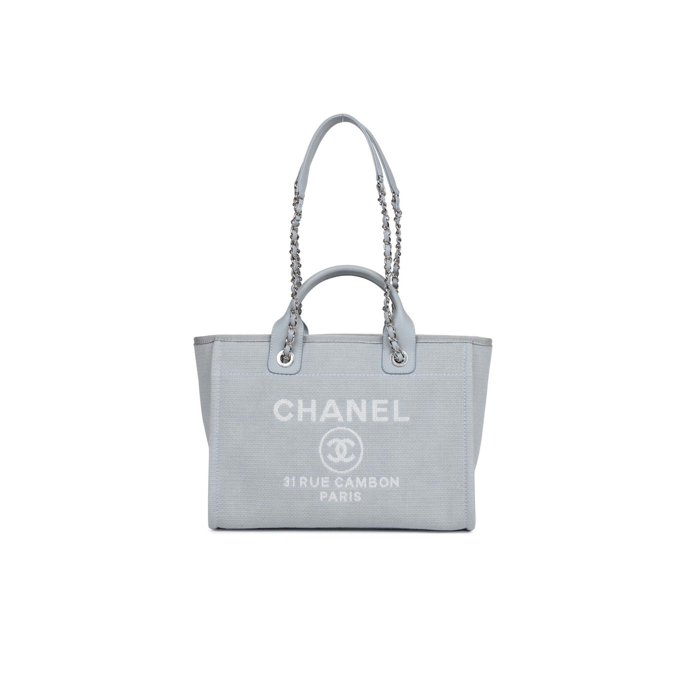 CHANEL MASTER 22A GREY DEAUVILLE SHOPPING TOTE SMALL SILVER AS3257 (37*32*18cm)